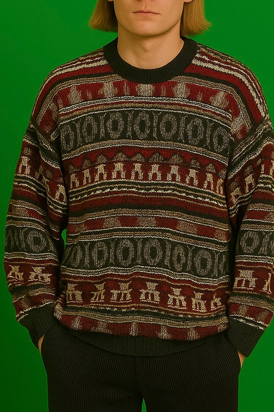 Maglione Vintage Multicolor A Fantasia Anni 90 Unisex Size XL
