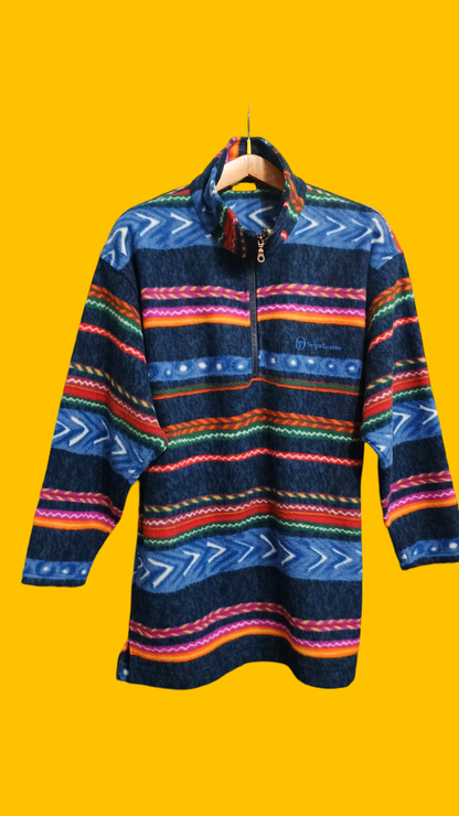 Pile Vintage Multicolor Sergio Tacchini A Fantasia Anni 90 Unisex Size XL
