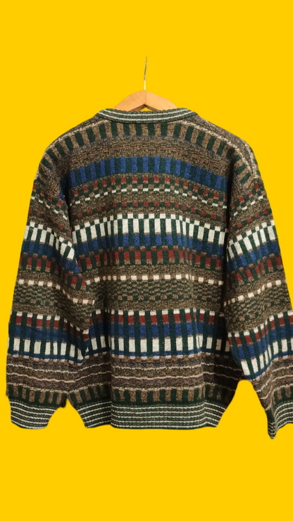Maglione Vintage Multicolor A Fantasia Anni 90 Unisex Size M