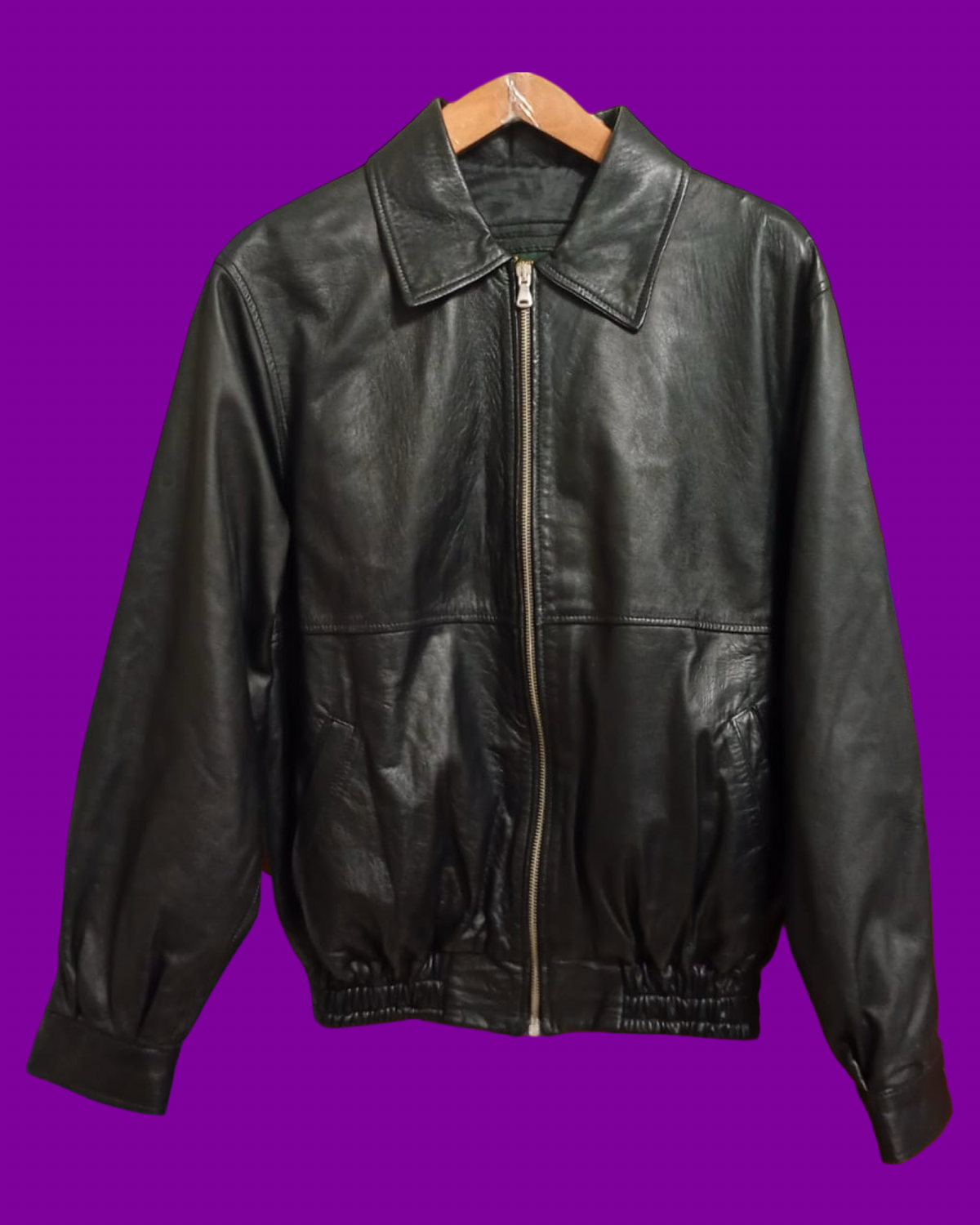 Vintage Black Fantasy 90's Spring Leather Jacket Unisex Size S