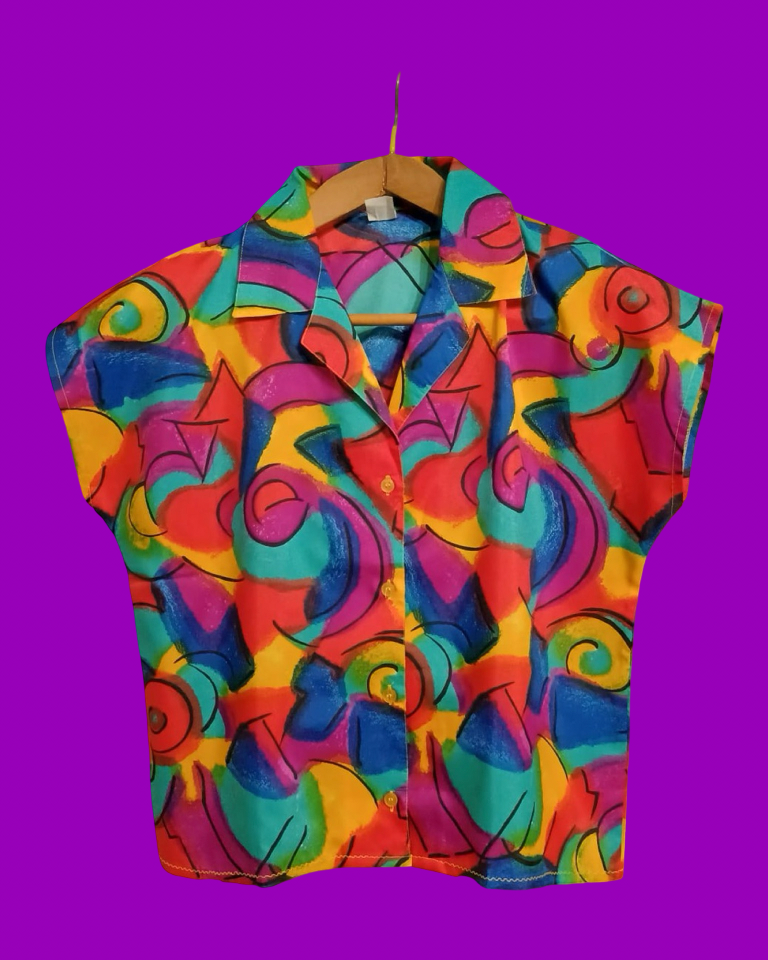 Vintage Multicolor Fantasy 90's Shirt Woman Size S