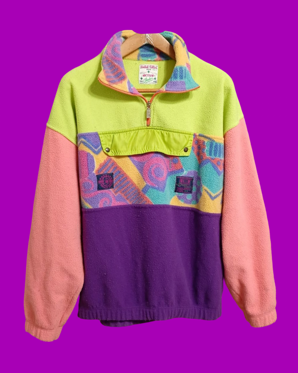 Vintage Multicolor Fantasy 90's Rare Fleece Unisex Size L
