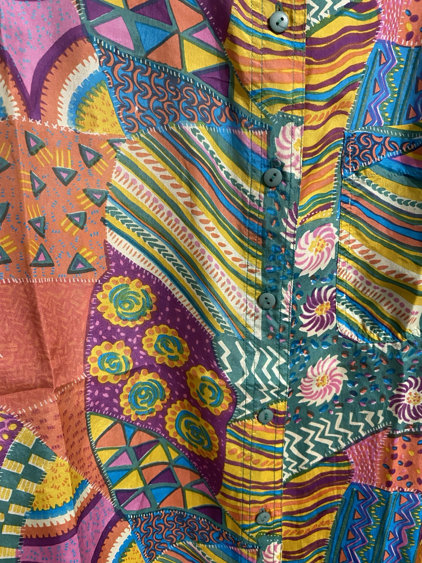 Vintage Multicolor Fantasy 90's Shirt Woman Size L