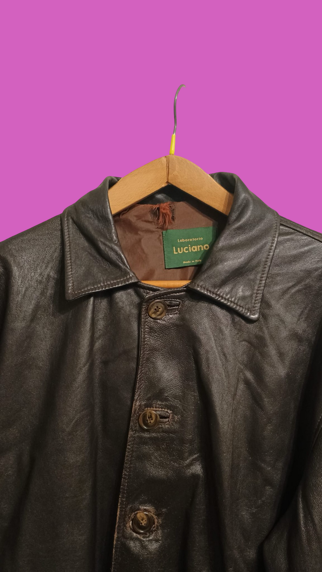 Vintage Brown Fantasy 90's Spring Leather Jacket Unisex Size L