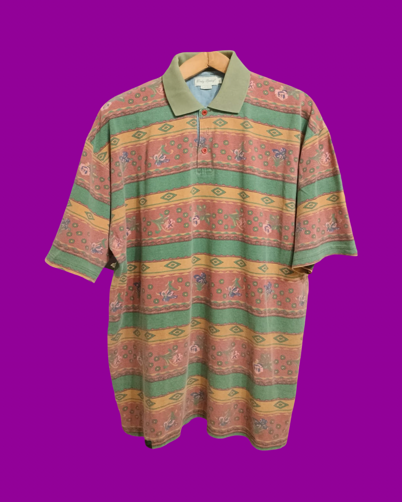 Vintage Multicolor Fantasy 90's Spring Polo Unisex Size XL