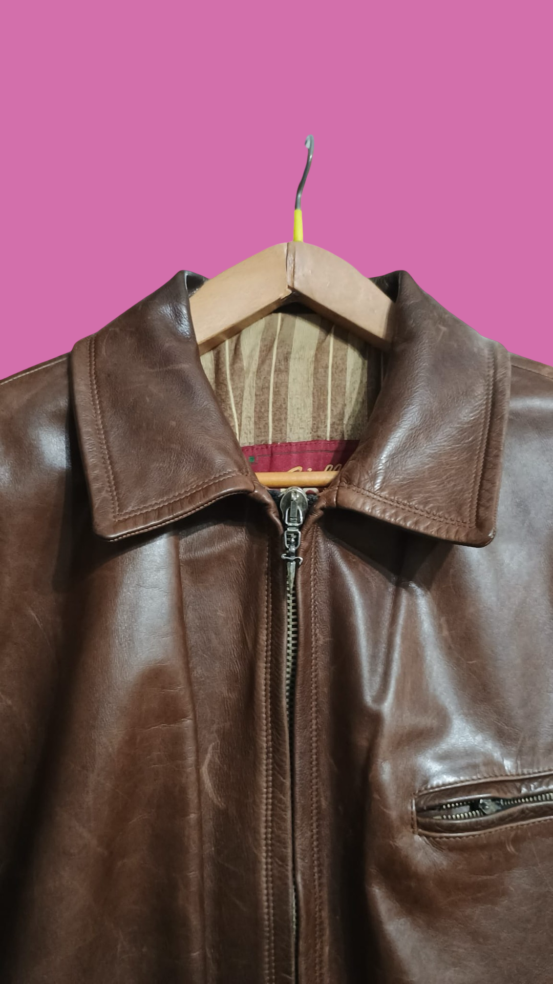 Vintage Brown Fantasy 90's Spring Leather Jacket Unisex Size M