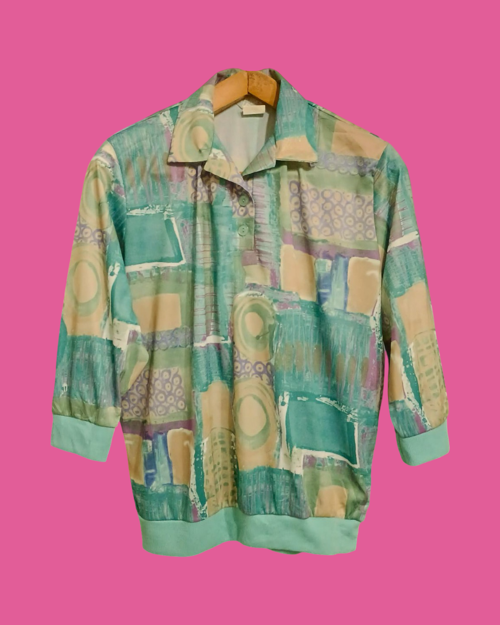 Vintage Multicolor Fantasy 90's Polo Shirt Woman Size M