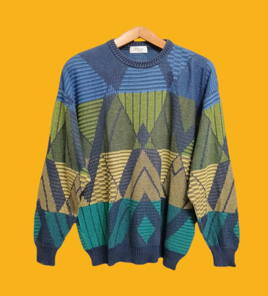 Maglione Vintage Multicolor A Fantasia Anni 90 Unisex Size M