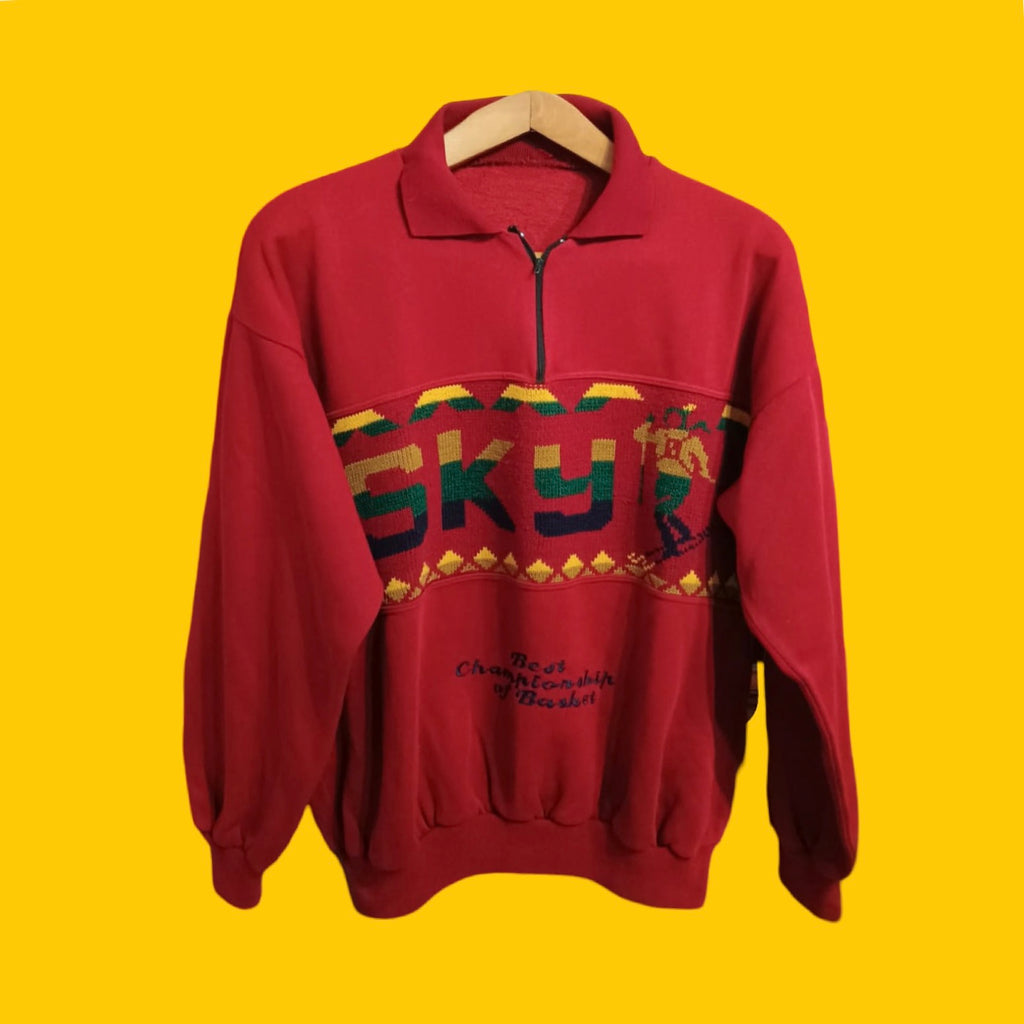 Felpa Vintage Multicolor A Fantasia Anni 90 Unisex Size M