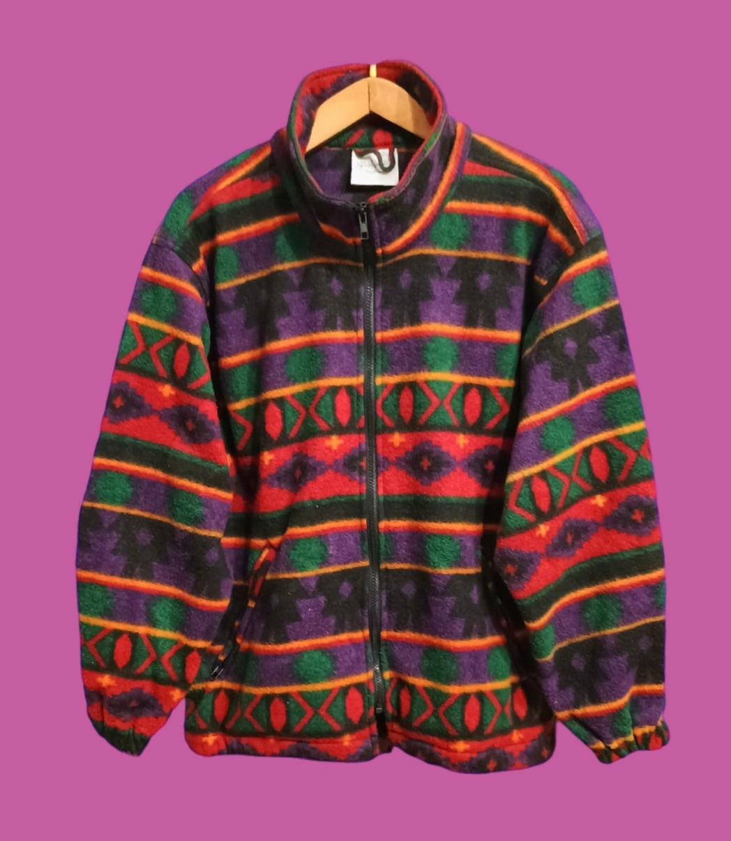 Sweatshirt Vintage Multicolor A Fantasia Anni 90 Unisex Size M