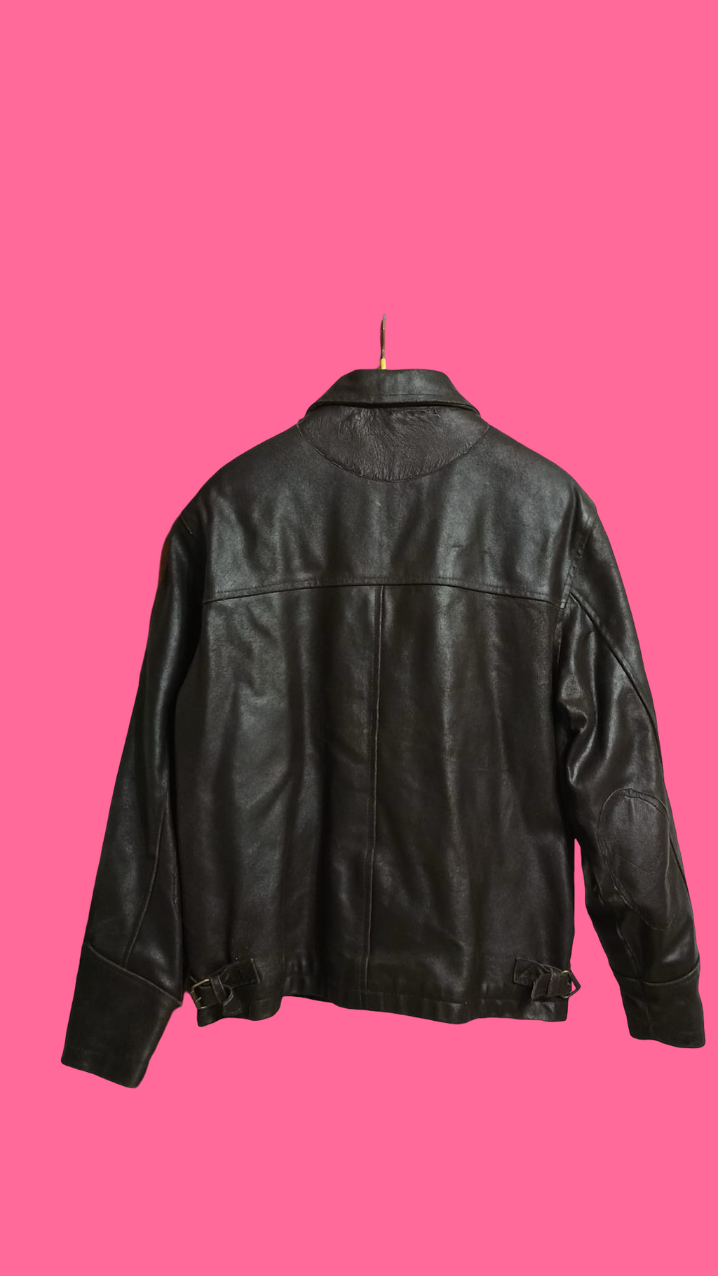 Vintage Brown 90's Spring Leather Jacket Unisex Size L