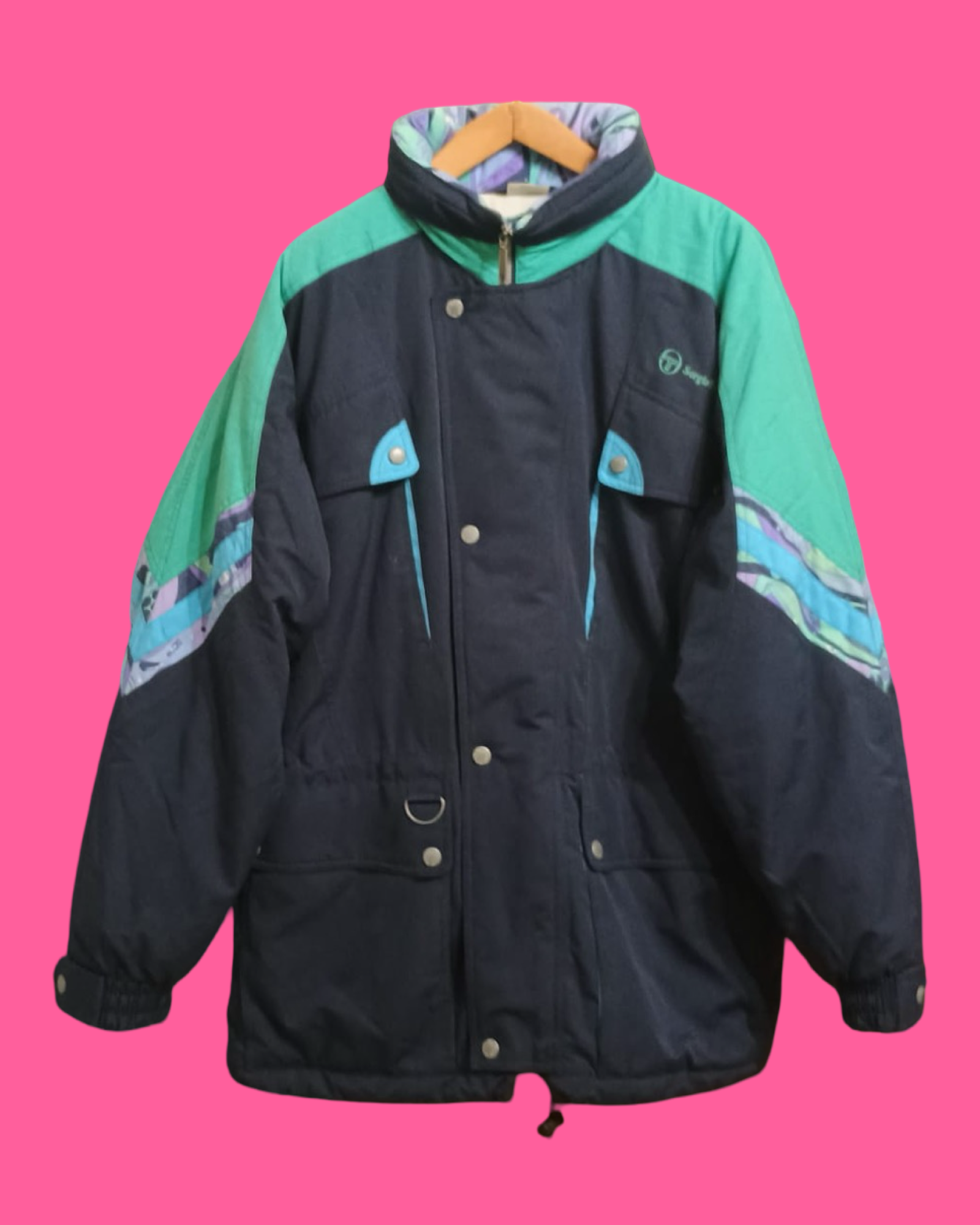 Vintage Multicolor Fantasy 90's Sergio Tacchini Snow Jacket Unisex Size L