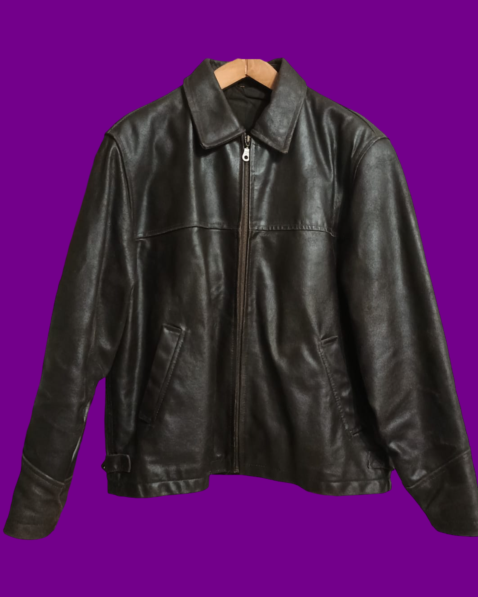 Vintage Brown 90's Spring Leather Jacket Unisex Size L – ZIGZAGPEOPLE