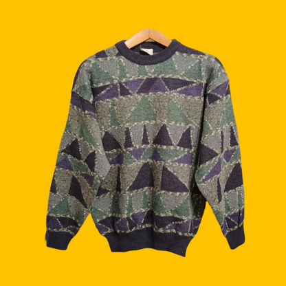Maglione Vintage Multicolor A Fantasia Anni 90 Unisex Size M