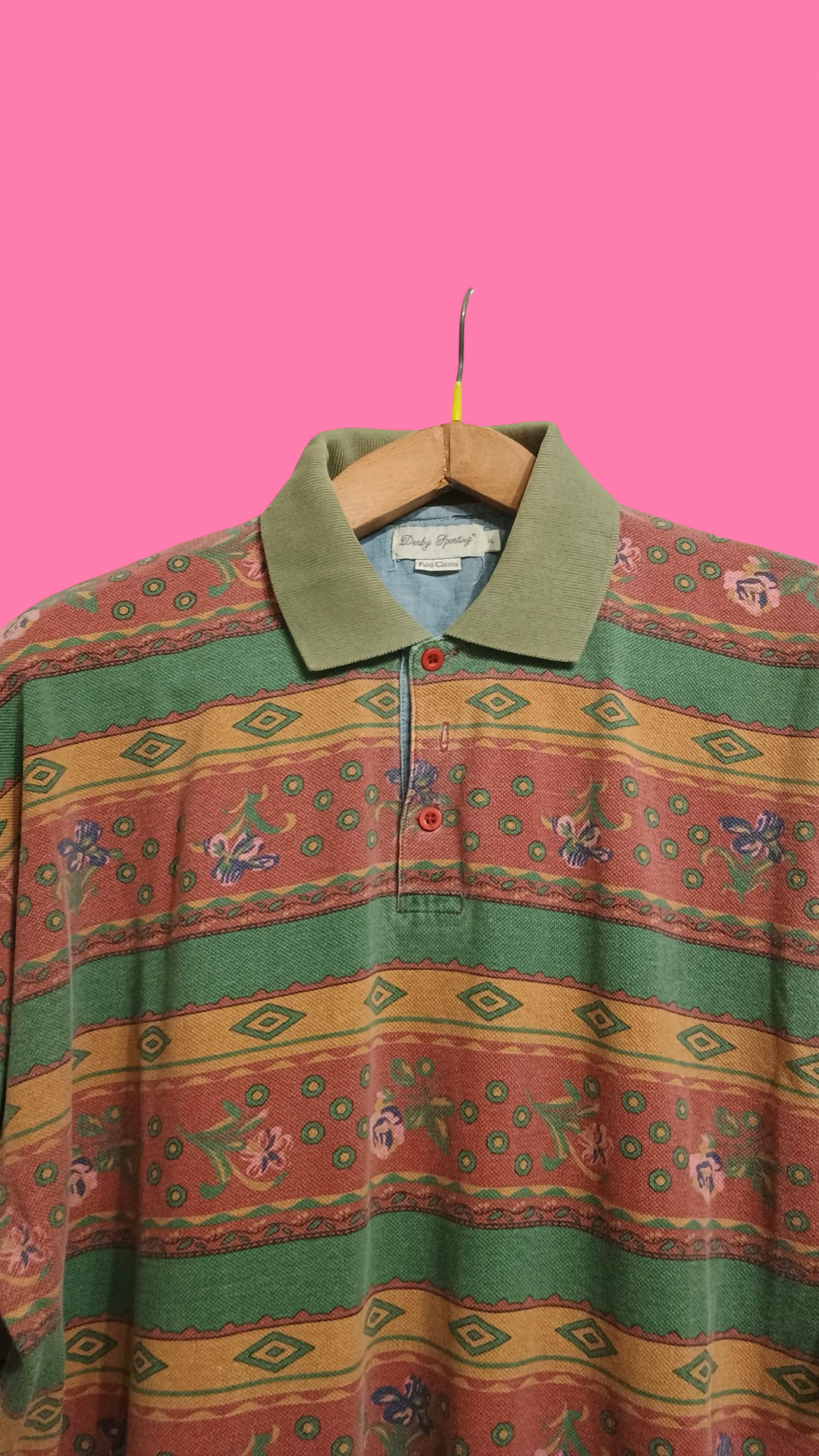 Vintage Multicolor Fantasy 90's Spring Polo Unisex Size XL