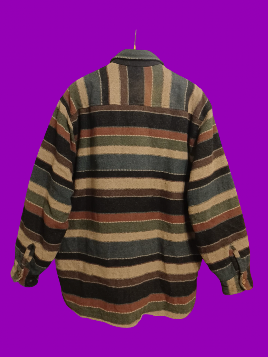 Vintage Brown 90's Spring Wool Shirt Jacket Unisex Size XL