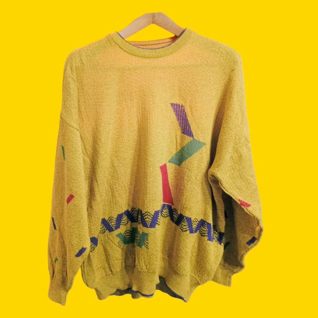 Maglione Vintage Multicolor A Fantasia Anni 90 Unisex Size XL