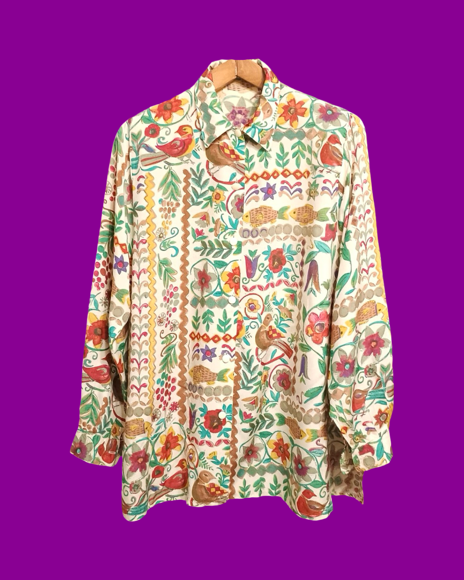 Vintage Multicolor Fantasy 90's Shirt Woman Size XL