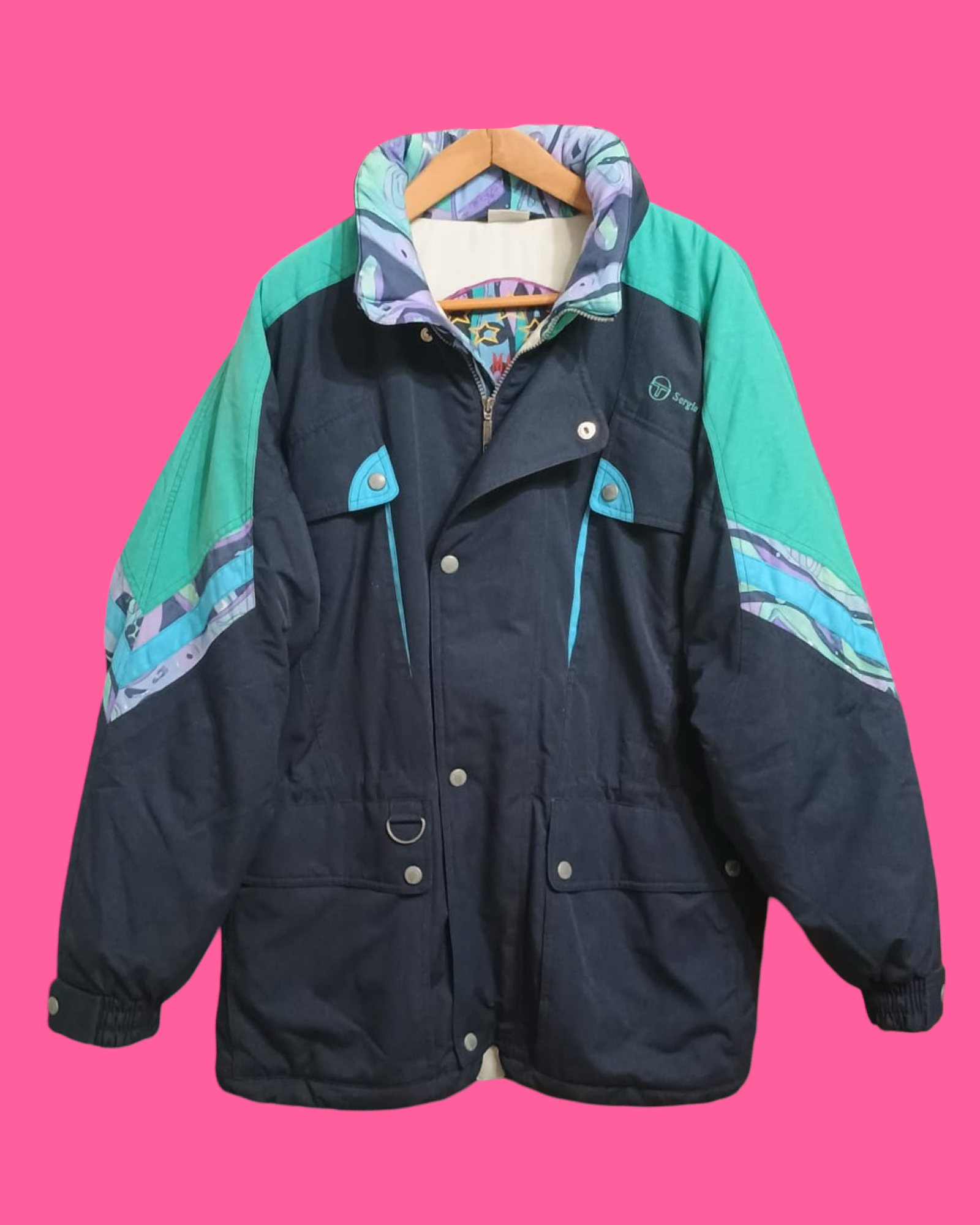Vintage Multicolor Fantasy 90's Sergio Tacchini Snow Jacket Unisex Size L