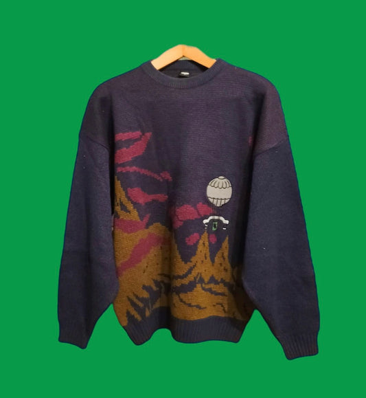 Maglione Vintage Multicolor A Fantasia Anni 90 Unisex Size L