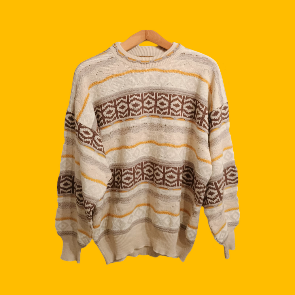 Maglione Vintage Multicolor A Fantasia Anni 90 Unisex Size XL