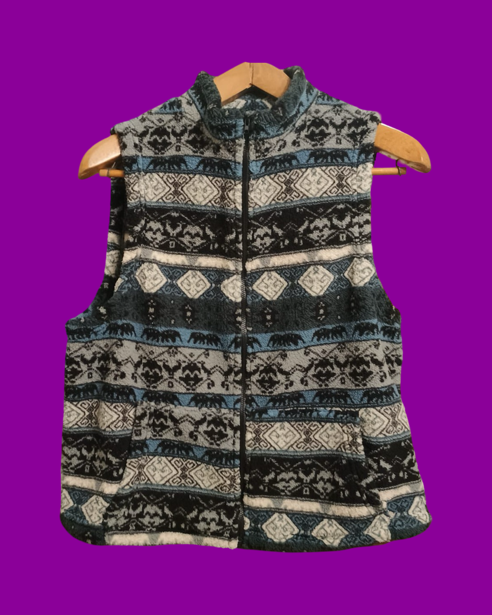 Vintage Multicolor Fantasy 90's Fleece Gilet Unisex Size S