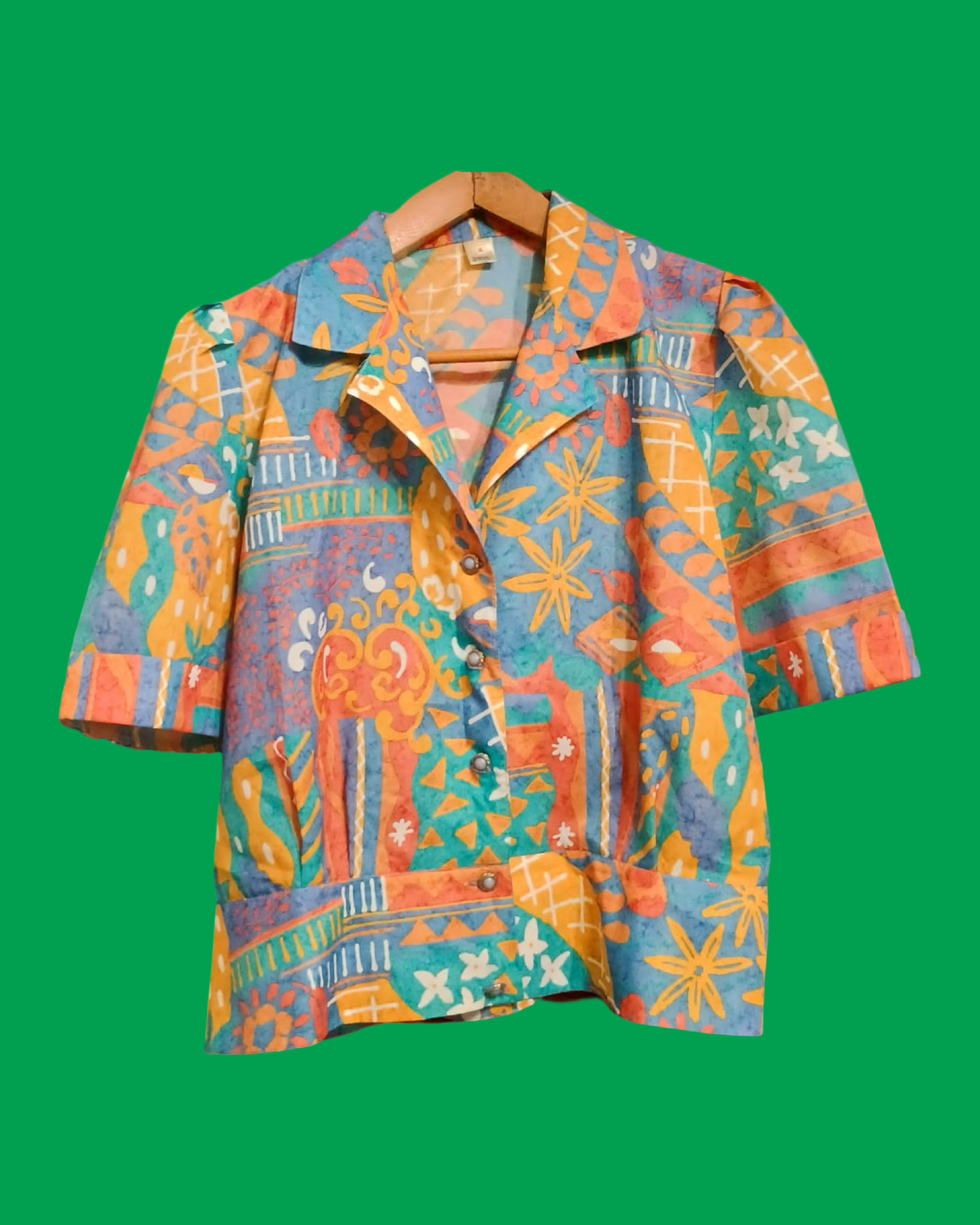 Vintage Multicolor Fantasy 80's Shirt Woman Size M
