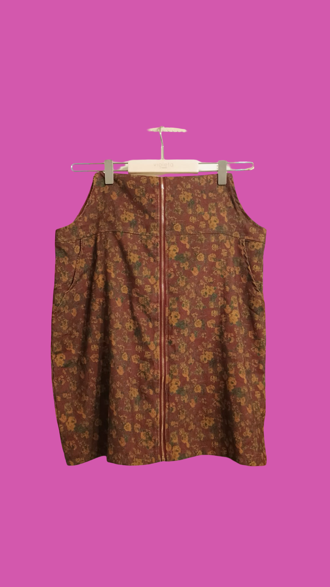 Vintage Brown Fantasy 90's Velvet Salopette Woman Size M