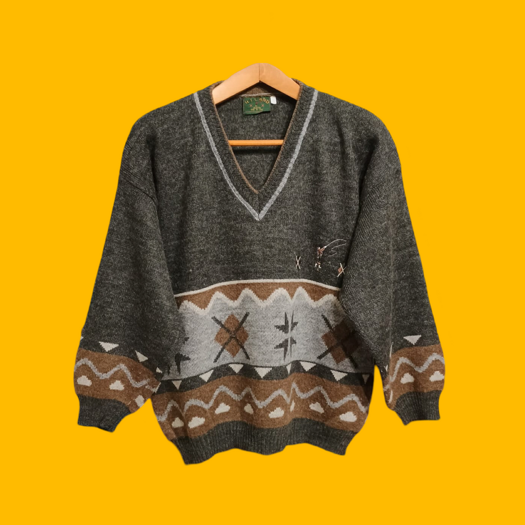 Maglione Vintage Multicolor A Fantasia Anni 90 Unisex Size S
