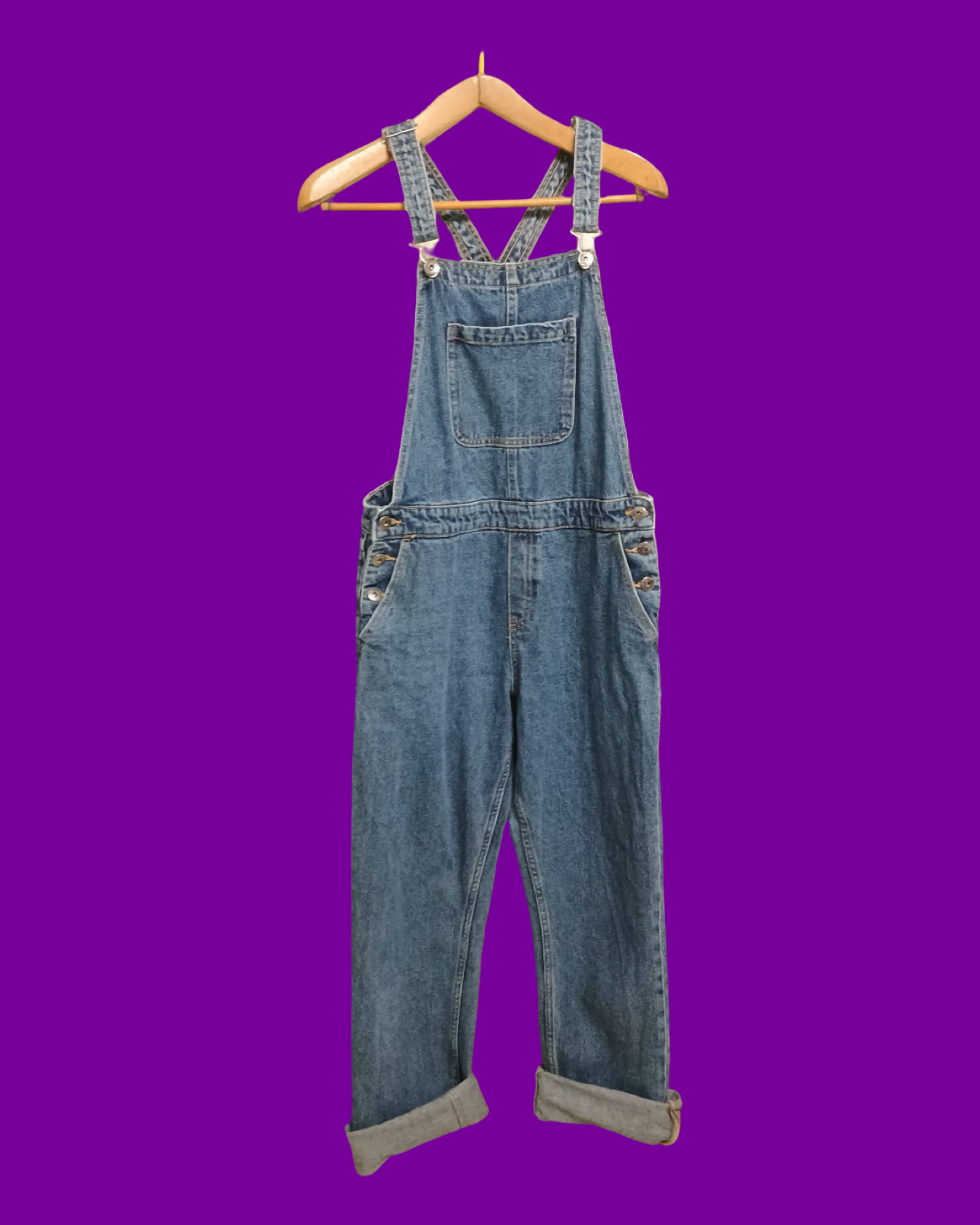 Vintage Blue 90's Jeans Salopette Woman Size M