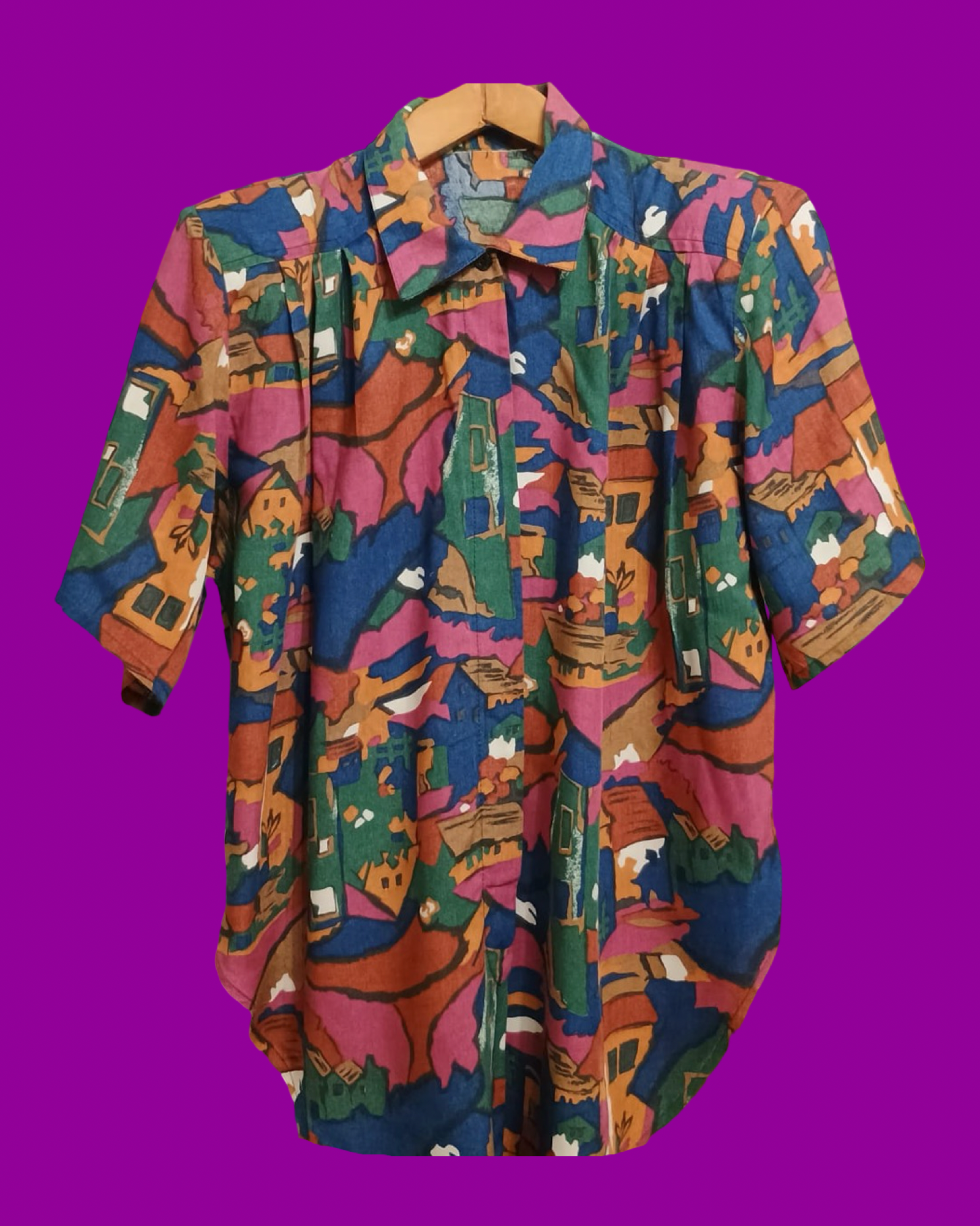 Vintage Multicolor Fantasy 90's Spring Shirt Woman Size M