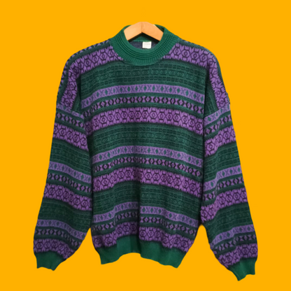 Maglione Vintage Multicolor A Fantasia Anni 90 Unisex Size XL