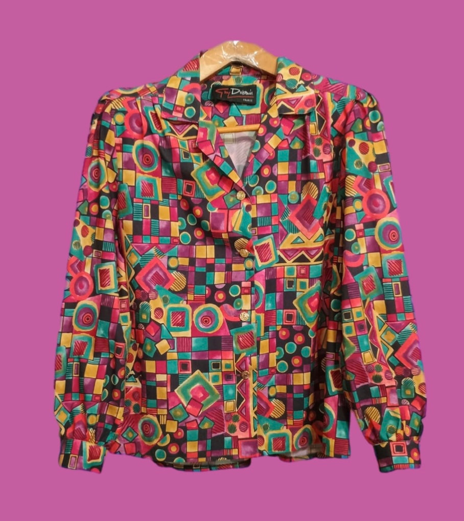 Vintage Multicolor Fantasy 90's Shirt Woman Size M