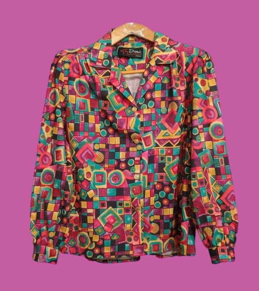 Vintage Multicolor Fantasy 90's Shirt Woman Size M