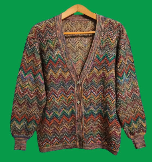 Maglione Vintage Multicolor A Fantasia Anni 90 Unisex Size S