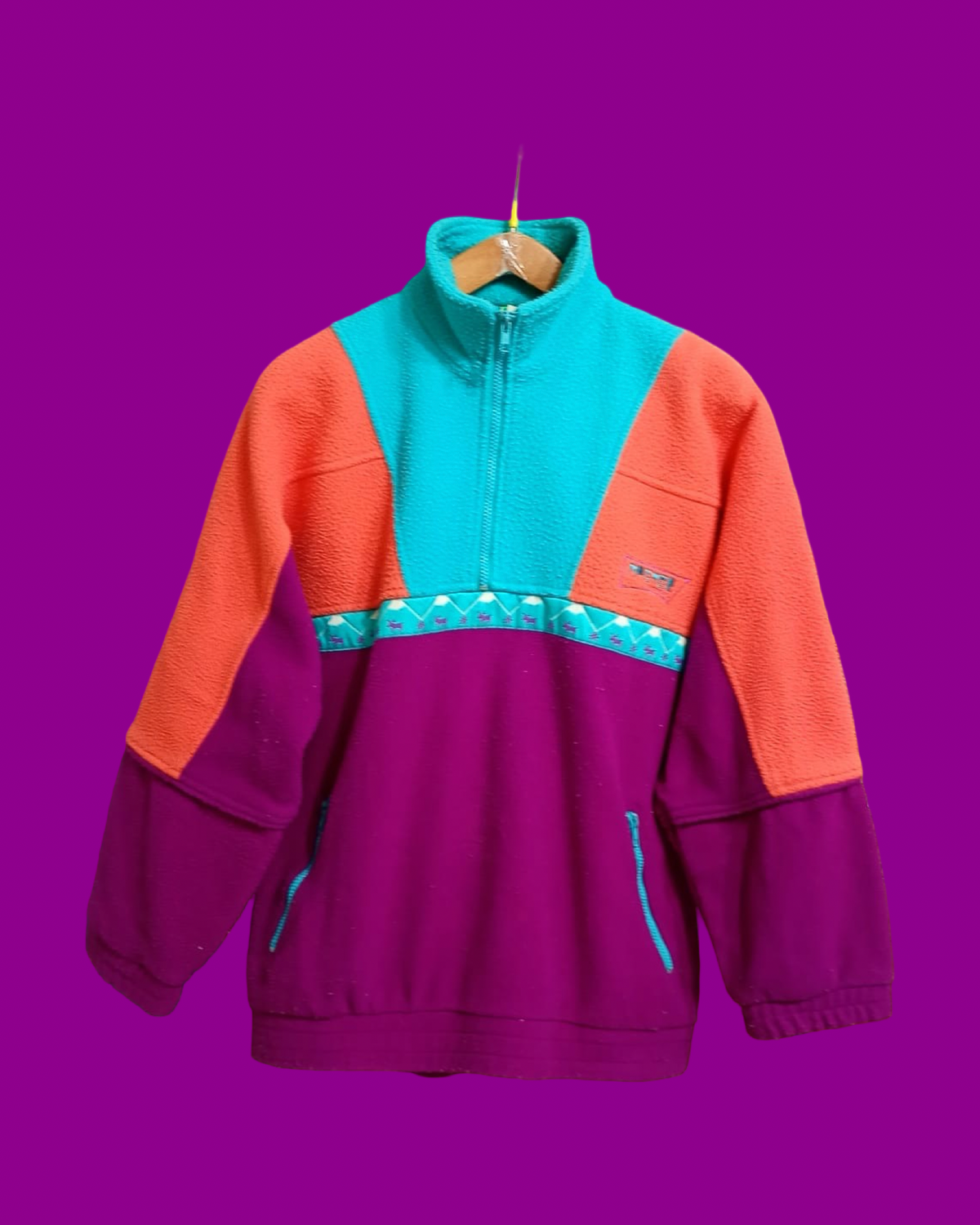 Vintage Multicolor Fantasy 90's Rare Fleece Woman Size L