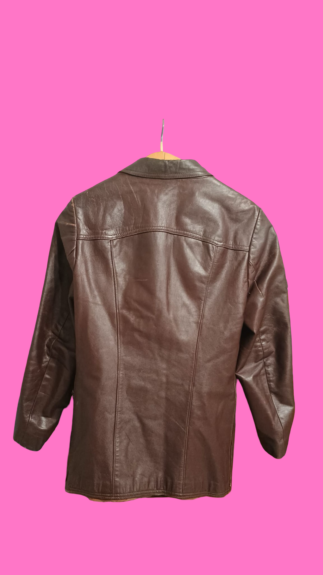 Vintage Brown 90's Spring Leather Jacket Unisex Size M
