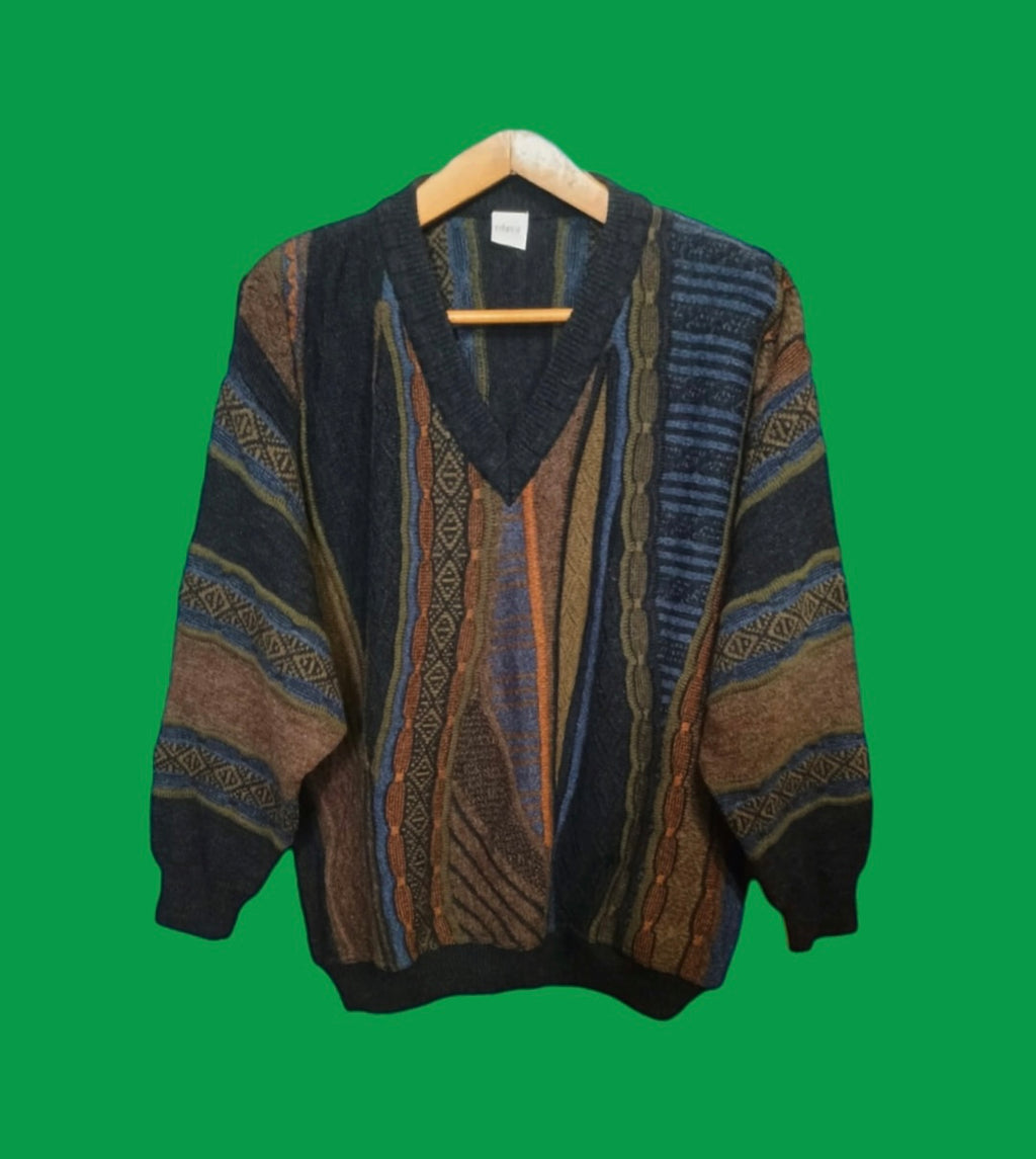 Maglione Vintage Multicolor A Fantasia Anni 90 Unisex Size L