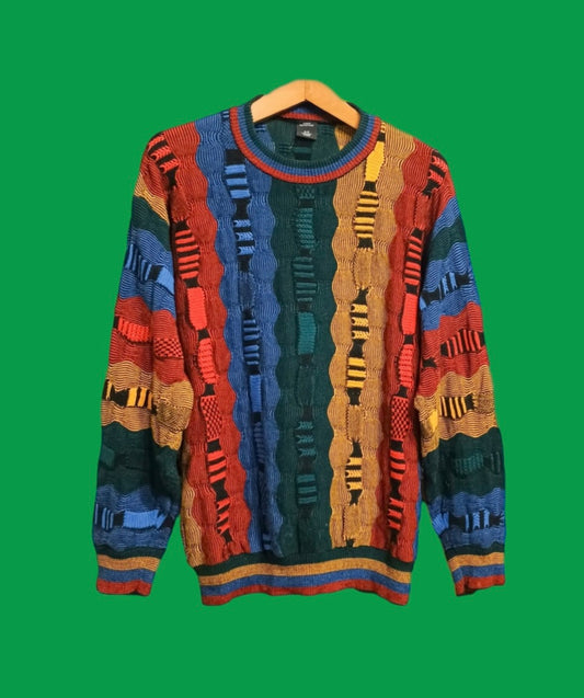 Maglione Vintage Multicolor A Fantasia Anni 90 Unisex Size M