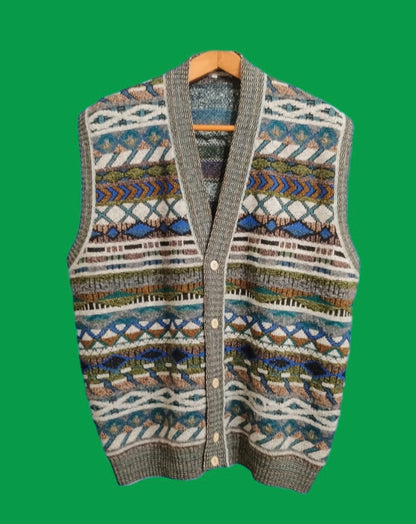 Maglione Vintage Multicolor A Fantasia Anni 90 Unisex Size XL