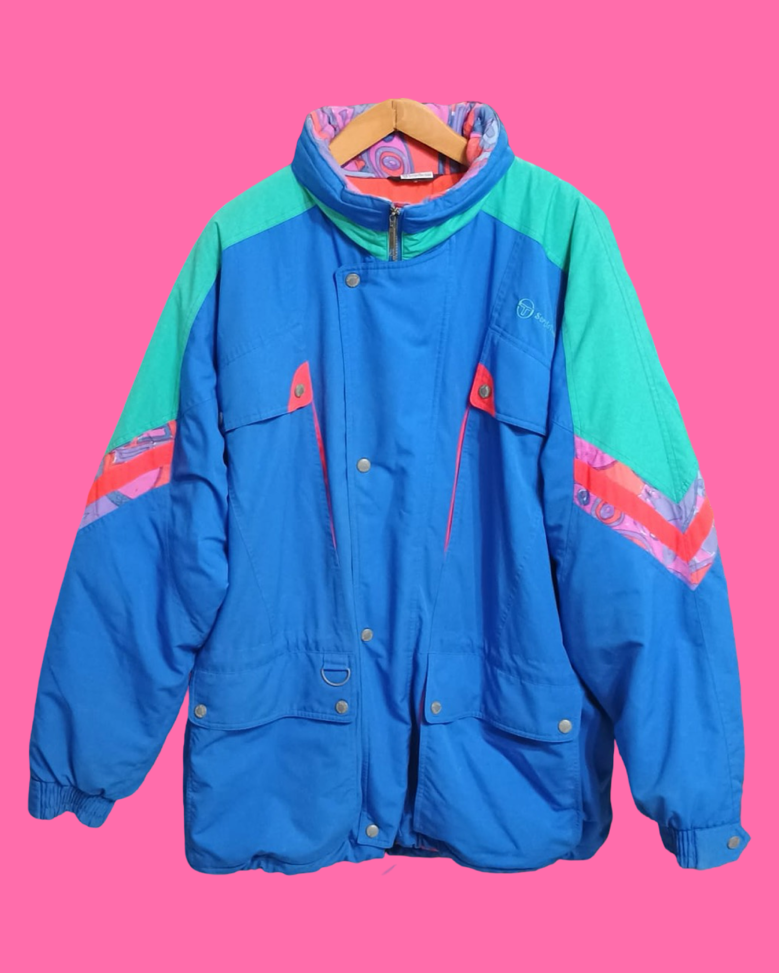Vintage Multicolor Fantasy 90's Sergio Tacchini Snow Jacket Unisex Size XL