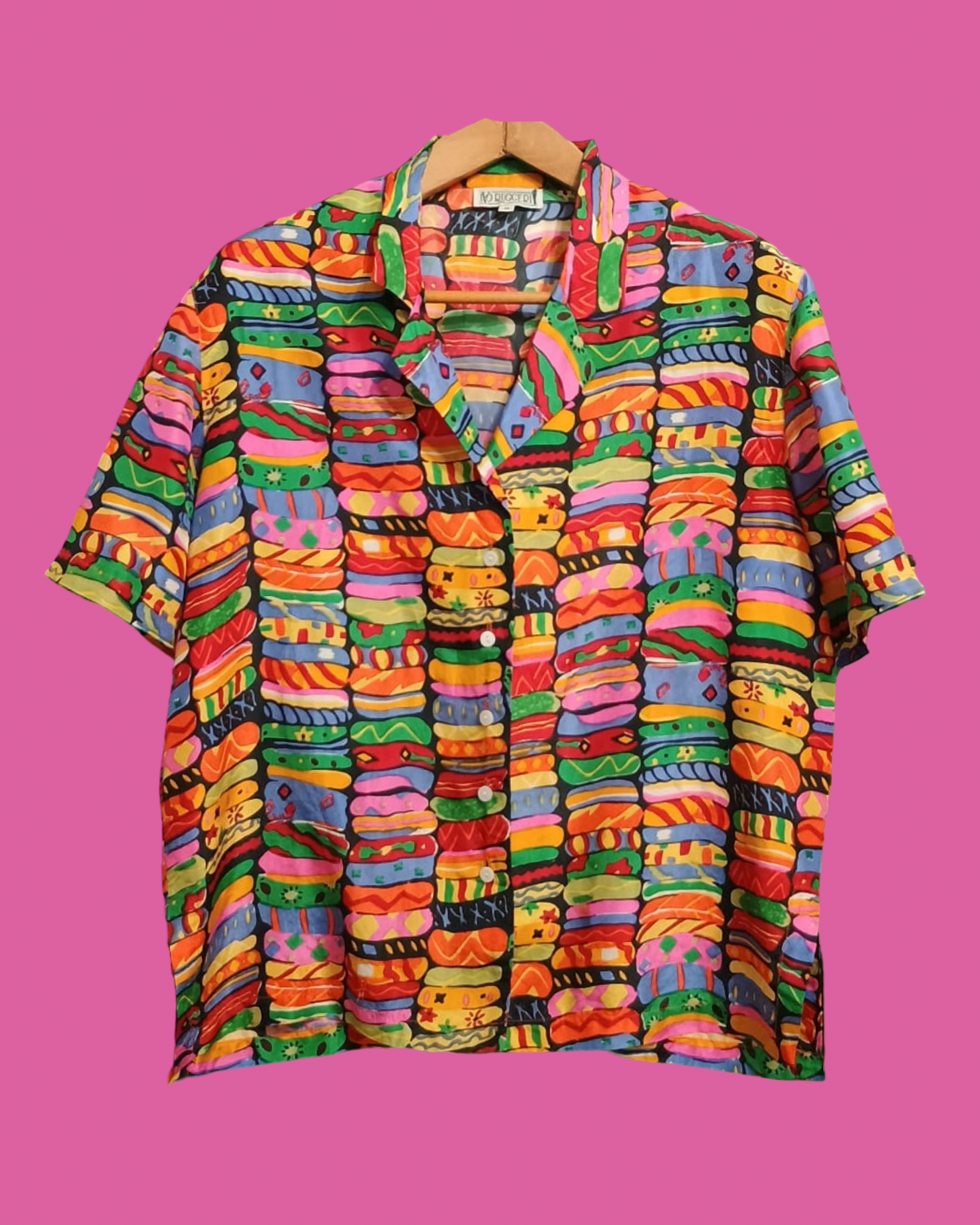 Vintage Style Multicolor Fantasy Shirt Woman Size L