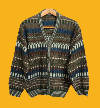 Maglione Vintage Multicolor A Fantasia Anni 90 Unisex Size M