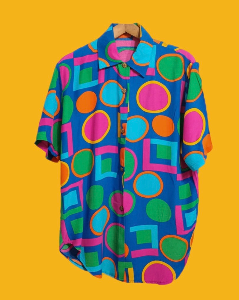 Vintage Multicolor Fantasy 90's Shirt Woman Size L