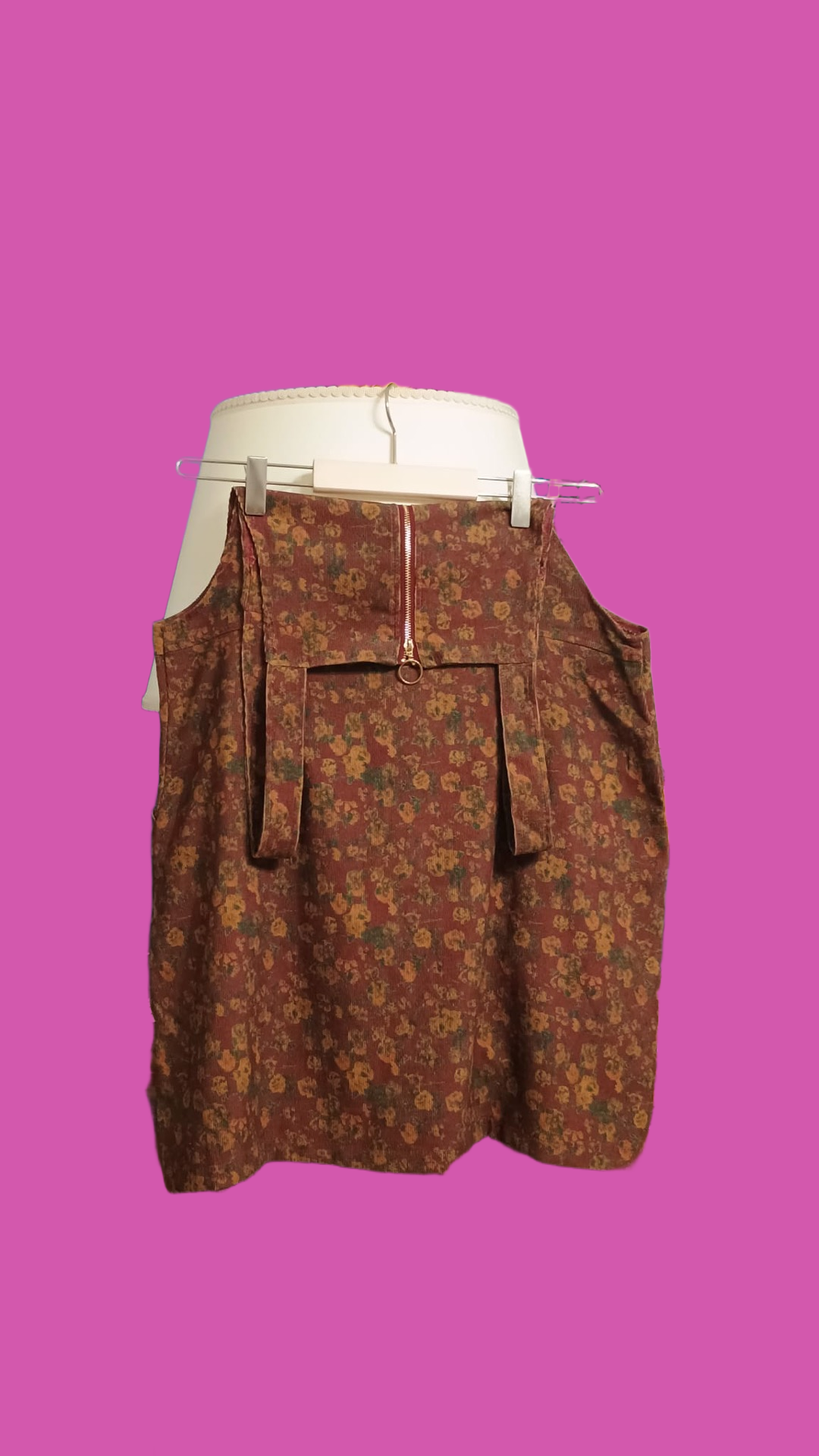 Vintage Brown Fantasy 90's Velvet Salopette Woman Size M