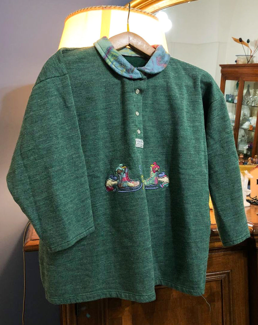 Felpa In Pile Vintage Verde Unsiex