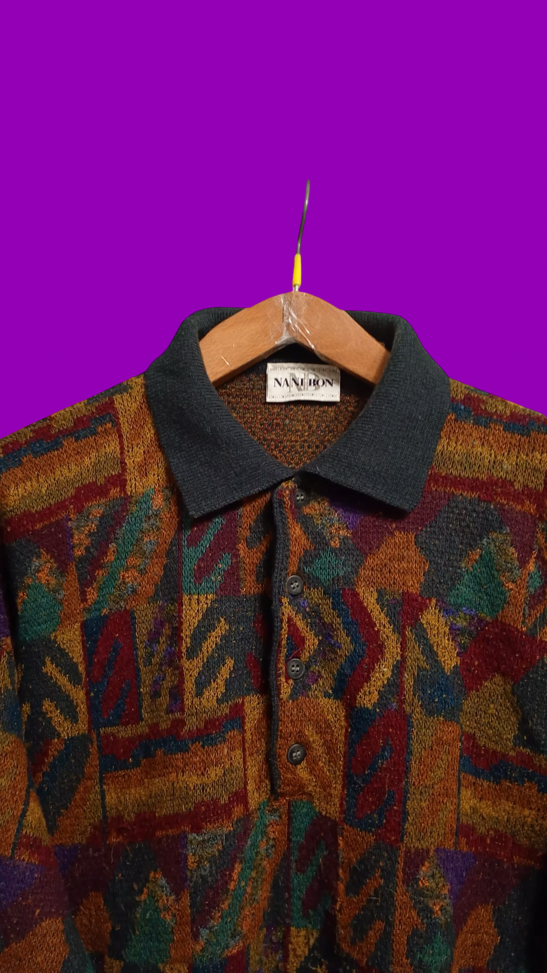 Vintage Multicolor Fantasy 90's Rare Wool Sweater Unisex Size L