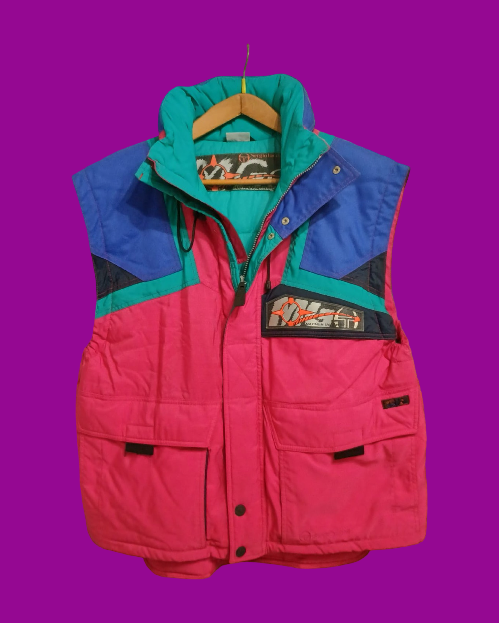 Vintage Multicolor Fantasy 90's Sergio Tacchini Gilet Unisex Size L