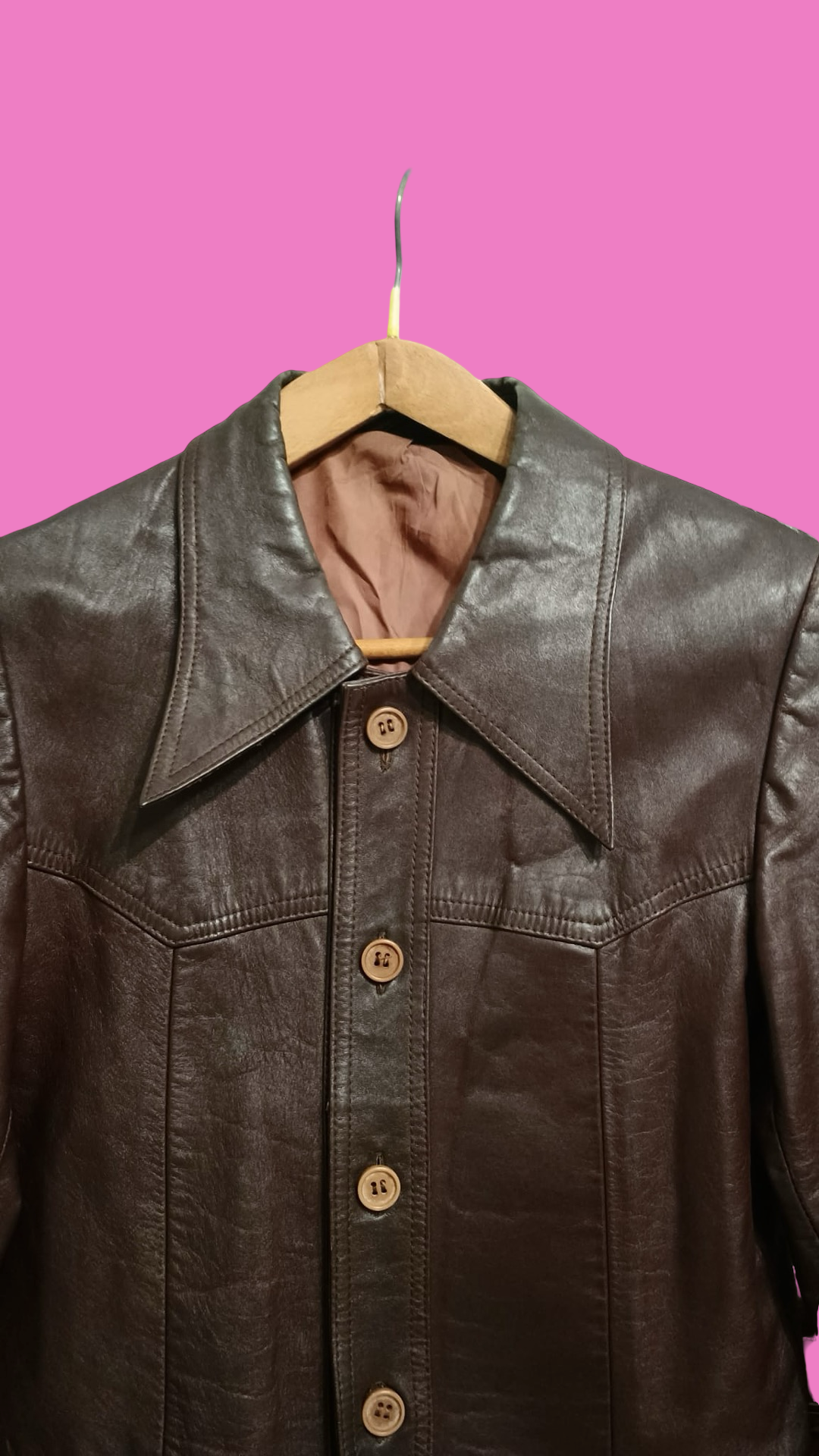 Vintage Brown 90's Spring Leather Jacket Unisex Size M