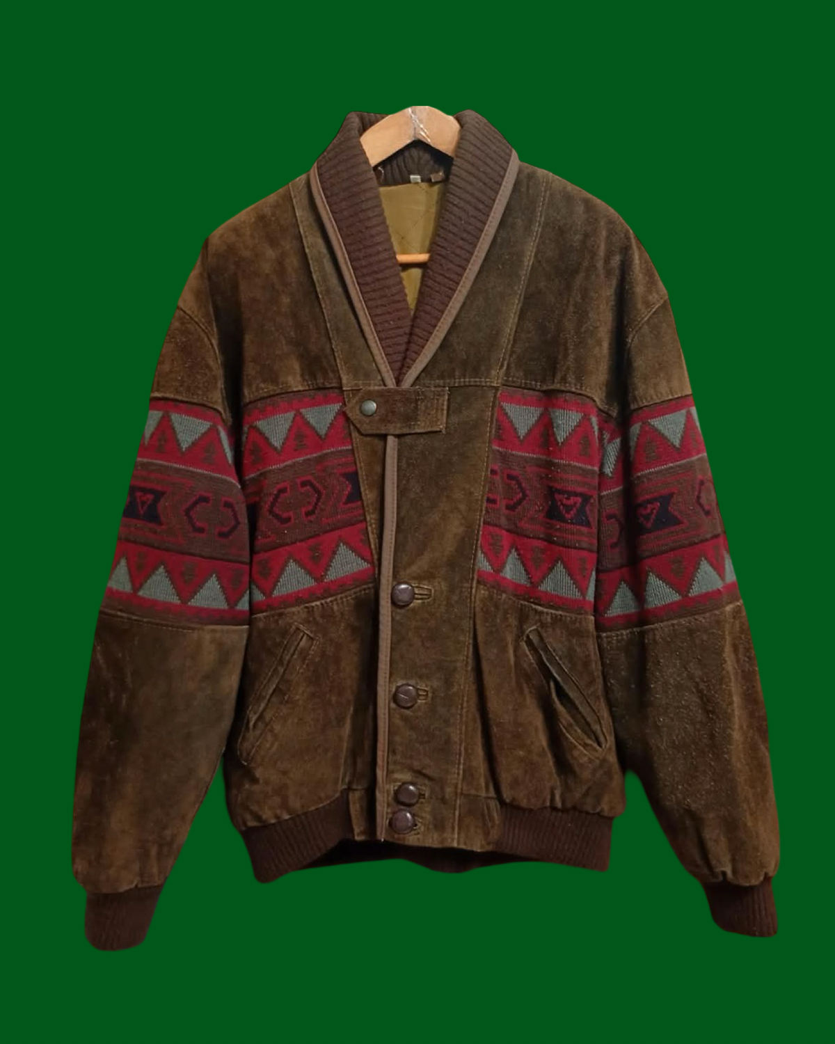 Vintage Brown 90's Leather Bomber Jacket Unisex Size L